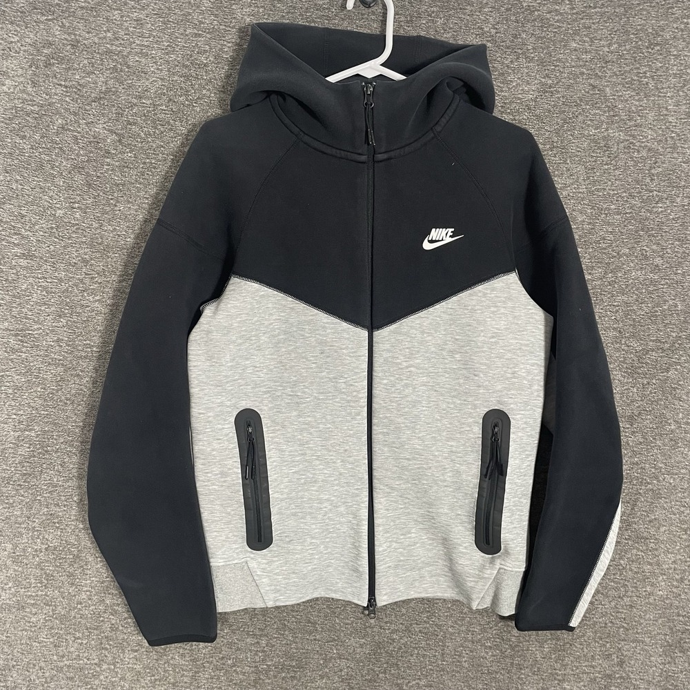 Nike Tech Fleece Windrunner Hoodie Men Small Tall Black Gray Full Zip Colorblock